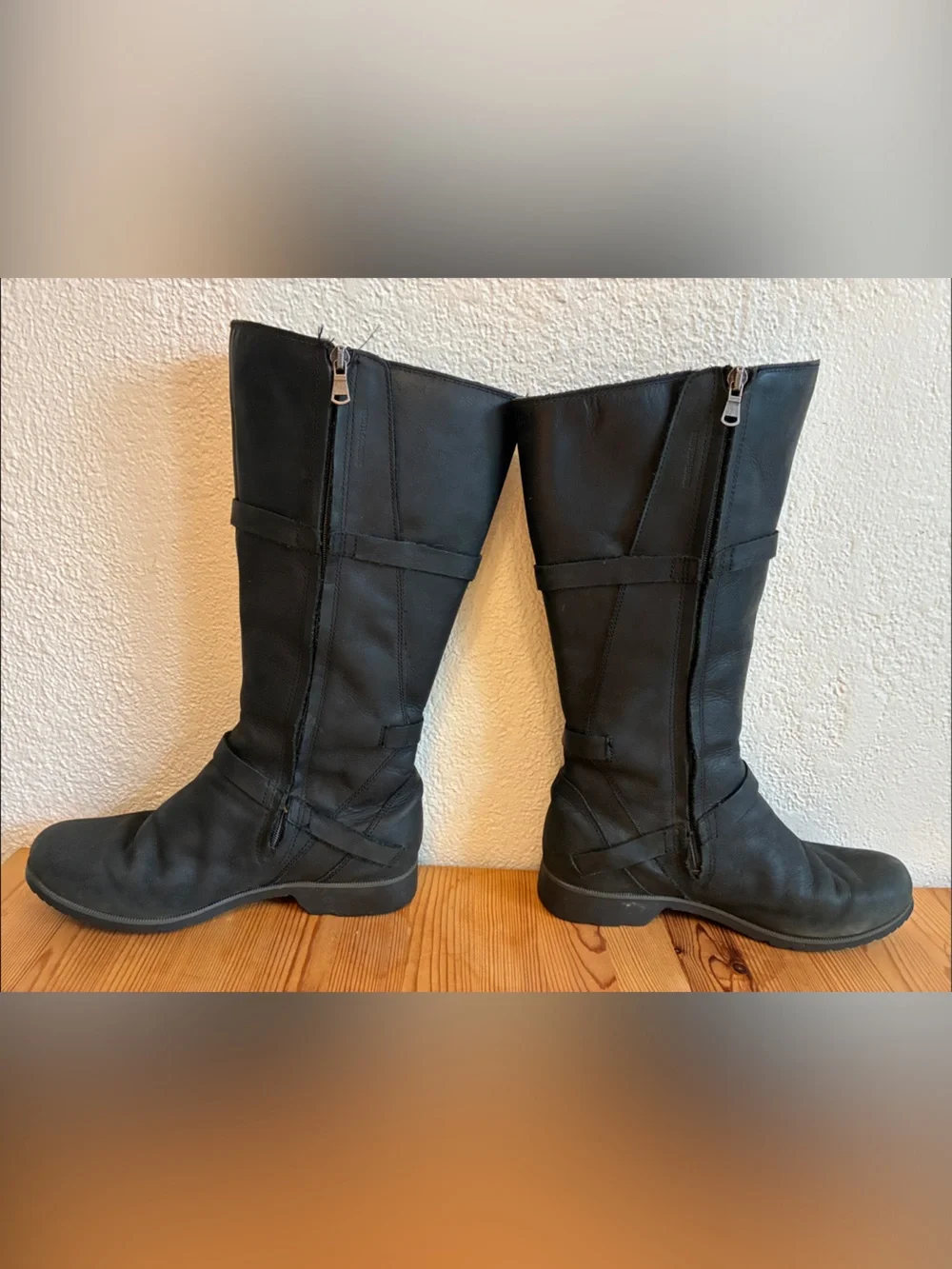 Black Teva Waterproof Leather Knee-High Women's Boots